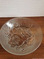 Top view showing entire pressed glass rose design