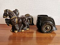 Horse and carriage set side by side