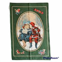 Full view of tea towel showing entire design