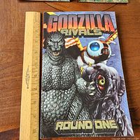 Front cover showing title, artwork and ruler for scale
