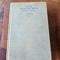 Front cover with title and author stamped in blue on beige cloth