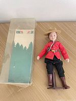 Doll lying beside original plastic display box