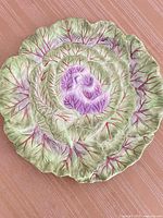 Top view of single cabbage leaf design ceramic plate