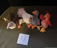 Group shot of four Ty Beanie Babies bird plush toys