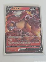 Front of Entei V card inside clear sleeve