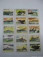 Overview of all fifteen trading cards laid out in grid