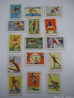 15 vintage Kellogg's All-Wheat sports cards laid out