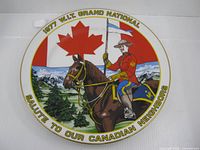 Full view of commemorative plate showing graphic and text