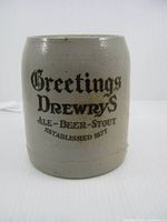 Front view showing Drewry's advertising text on stein