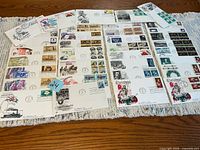 Overview of all 36 first day cover envelopes laid out