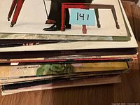 Stack of vinyl albums, top record Neil Sedaka “A Song”