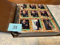 Binder opened to page of Desert Storm military cards