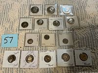 Overview of all proof coins in holders