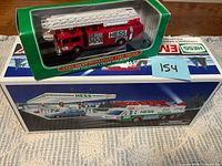 1990 Hess Miniature Fire Truck boxed and 1995 Hess Emergency Truck box