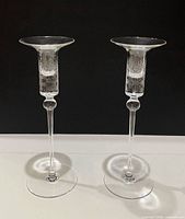 Front view of both crystal candle holders