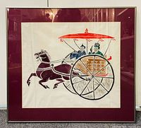 Framed Asian woodblock print full view