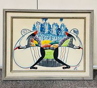 Front view of framed Haitian painting