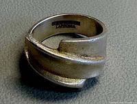 Full view of sculptural sterling silver ring
