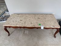 Top view of rectangular marble coffee table
