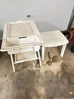 Garden cart and side table positioned together showing overall condition