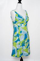 Full front view of Mister Leonard mini dress on mannequin