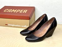 Pair of black Camper wedge heels with original box