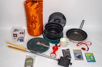 Overview of all camping items laid out