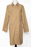 Front view of khaki safari dress on mannequin