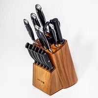 Full knife block with knives inserted