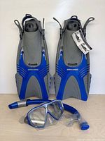 Pair of Sea-Doo fins, mask and snorkel overview