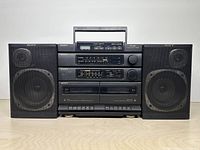 Front view of Sony CFD-460 boombox with both speakers attached