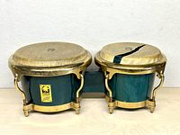 Top view showing both bongos, skin split visible