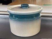 Front view of crock with lid on