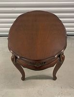 Top view showing oval wooden surface