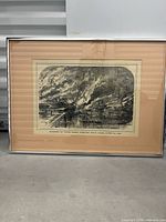 Framed Civil War wood engraving print overall