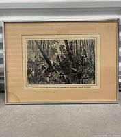 Frontal view of framed Civil War wood engraving print