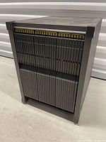 front view of closed rack showing numbered index and filled slots