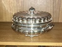 lidded silver-plated server front view