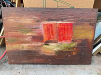 Full view of abstract painting showing composition and color palette