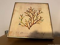 Front of square coral reef wall art showing design and frame