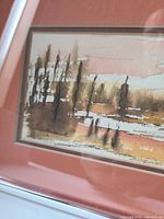 Close-up of signature area showing trees and signature Villeneuve