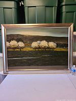 Framed landscape painting front view