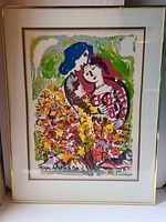 Full view of framed lithograph