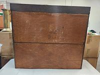 Rear view of two oak barrister sections joined, showing unfinished back panels