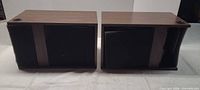 Front view of both Bose Model 301 speakers with grills attached