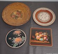 Front view of all four decorative pieces