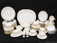 Full set showing plates, cups, bowls, serving pieces and egg cups
