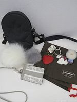 Entire lot showing bag, dust bag, charms, keychains and cardholder
