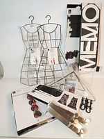 All items laid out showing dress-form organizers, Memo box, hangers, knob rack, small hooks