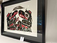 Overall view of framed serigraph showing artwork and frame